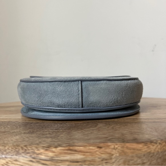 Theory Whitney Light Blue Suede Bracelet Crossbody Bag with Silver Hardware - Picture 6 of 7